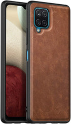 Tux Back Case for Samsung Galaxy A12 / F12 / M12 , Slim Leather Case with Soft Edge Shockproof Back Cover (Brown) - Mobizang