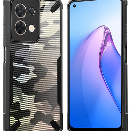 Kapa Bull Camouflage Back Cover for Oppo Reno 8 Pro (5G) , Shockproof Slim Hybrid Case (Black)