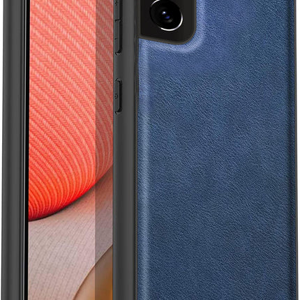 Tux Back Case For Samsung Galaxy S21 FE , Slim Leather Case with Soft Edge Shockproof Back Cover (Blue)