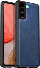 Tux Back Case For Samsung Galaxy S21 FE , Slim Leather Case with Soft Edge Shockproof Back Cover (Blue)