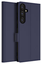 Kapa Noble Slim Magnetic Leather Flip Case Cover for Samsung Galaxy S24 | Card Holder Stand Leather Flip Wallet Case (Blue) - Mobizang