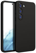 Kapa Matte Protective Lens Flexible Back Cover for Samsung Galaxy S23 , Slim Silicone with Soft Lining Shockproof Full Body Bumper Case (Black)
