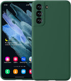 Matte Lens Protective Back Cover for Samsung Galaxy S21 FE , Slim Silicone with Soft Lining Shockproof Flexible Full Body Bumper Case (Green)