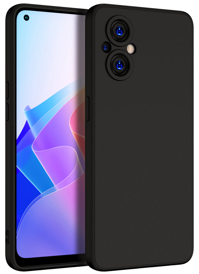 Matte Lens Protective Shockproof Flexible Back Cover for Oppo F21 PRO (5G), Slim Silicone with Soft Lining Shockproof Flexible Full Body Bumper Case (Black)