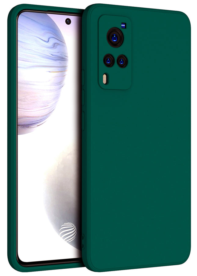 Matte Lens Protective Back Cover for Vivo X60 , Slim Silicone with Soft Lining Shockproof Flexible Full Body Bumper Case (Green)