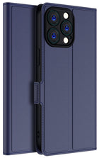 Kapa Noble Slim Magnetic Leather Flip Case Cover for Apple iPhone 15 Pro Max | Card Holder Stand Leather Flip Wallet Case (Blue) - Mobizang