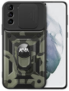 Kapa Tank Back Cover for Samsung Galaxy S23 Plus , Inbuilt Ring + Slider Shockproof Lens Protection Case (Black) - Mobizang