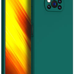 Matte Lens Protective Back Cover for Poco X3 Pro / Poco X3 , Slim Silicone with Soft Lining Shockproof Flexible Full Body Bumper Case , Green - Mobizang