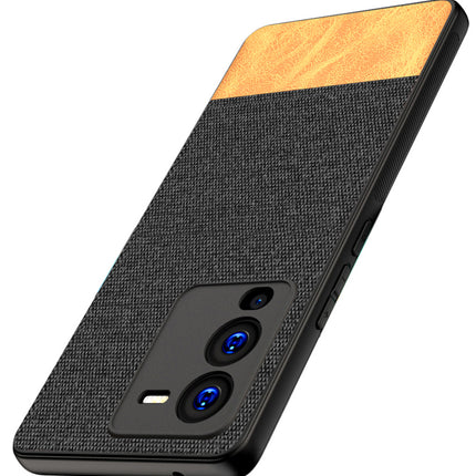 Kapa Soft Fabric & Leather Hybrid Protective Case Cover for Vivo V25 PRO (5G) (Black,Brown) - Mobizang