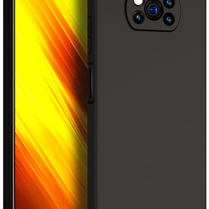 Matte Lens Protective Back Cover for Poco X3 Pro / Poco X3 , Slim Silicone with Soft Lining Shockproof Flexible Full Body Bumper Case , Black - Mobizang