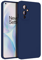 Matte Lens Protective Back Cover for OnePlus 9 / One Plus 9 , Slim Silicone with Soft Lining Shockproof Flexible Full Body Bumper Case (Blue)