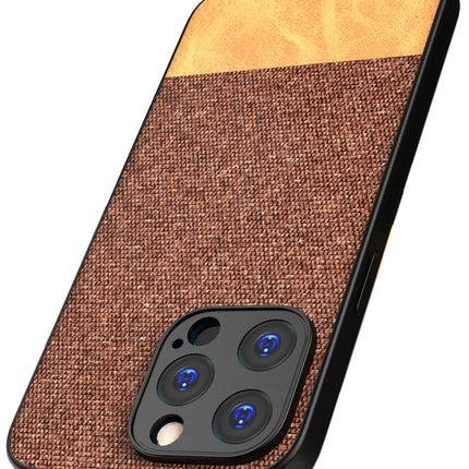 Kapa Soft Fabric & Leather Hybrid Protective Back Cover for Apple iPhone 15 Pro Max | Shockproof Slim Hard Anti Slip Back Case (Brown)