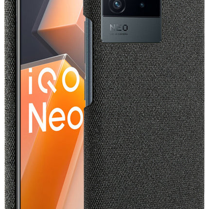 Kapa Woven Soft Fabric Case for Vivo IQOO Neo 6 (5G) Back Cover,  Shock Protection Slim Hard Anti Slip Back Cover (Black)