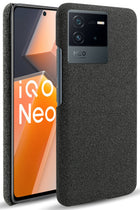 Kapa Woven Soft Fabric Case for Vivo IQOO Neo 6 (5G) Back Cover,  Shock Protection Slim Hard Anti Slip Back Cover (Black)
