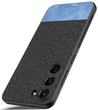 Kapa Soft Fabric & Leather Hybrid for Samsung Galaxy S23 Plus Back Cover | Shockproof Hybrid Slim Hard Anti Slip Back Case (Black , Blue)