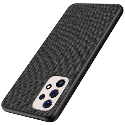 Soft Fabric Hybrid for Samsung Galaxy A53 (5G) Back Cover, Shockproof Protection Slim Hard Back Case (Black)