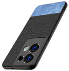 Kapa Soft Fabric & Leather Hybrid Protective Back Case Cover for Oppo Reno 8 PRO (5G) (Black,Blue) - Mobizang