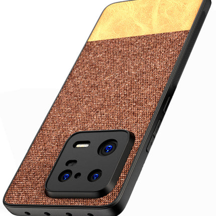 Kapa Soft Fabric & Leather Hybrid Protective Cover for Xiaomi 13 Pro (5G) | Shockproof Slim Hard Anti Slip Back Case (Brown)