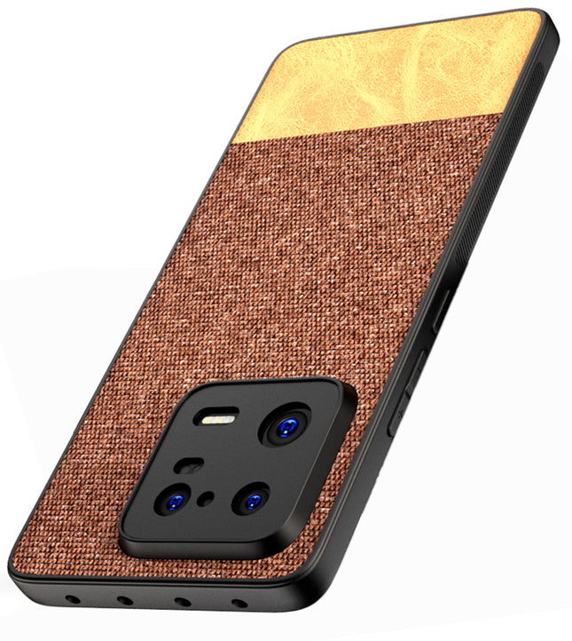 Kapa Soft Fabric & Leather Hybrid Protective Cover for Xiaomi 13 Pro (5G) | Shockproof Slim Hard Anti Slip Back Case (Brown)