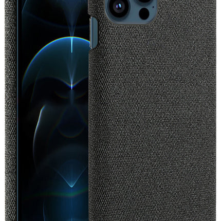 Woven Soft Fabric Case for Apple iPhone 13 Pro Max Back Cover, Shock Protection Slim Hard Anti Slip Back Cover (Black)