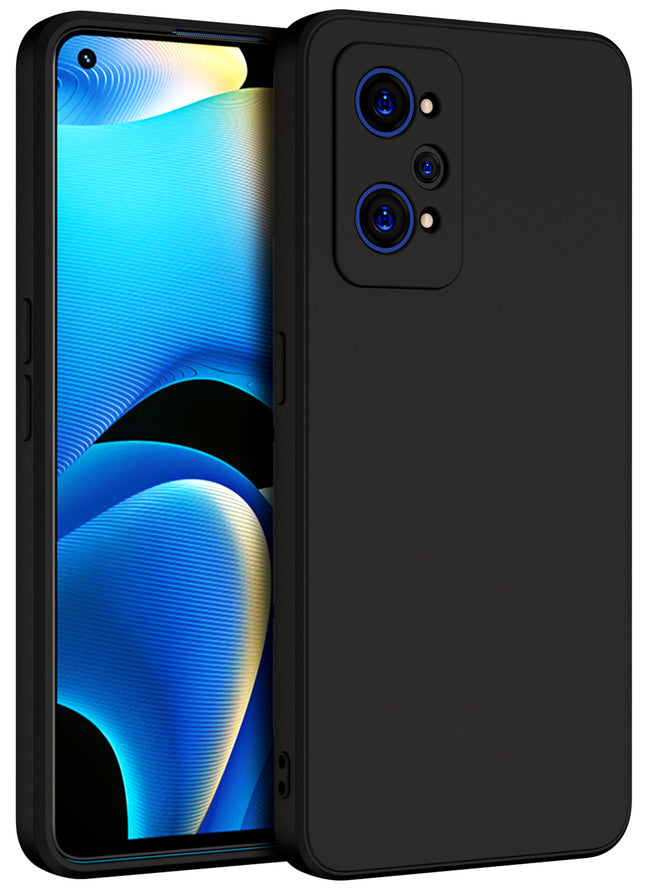 Matte Lens Protective Back Cover for Realme GT Neo 2 , Slim Silicone with Soft Lining Shockproof Flexible Full Body Bumper Case (Black)