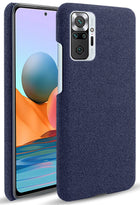 Woven Soft Fabric Case for Redmi Note 10 Pro / Note 10 Pro Max Back Cover, Shock Protection Slim Hard Anti Slip Back Cover (Blue)