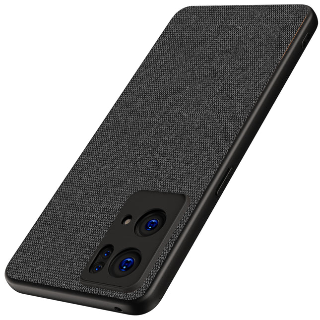 Soft Fabric Hybrid for Oppo Reno 7 Pro (5G) Back Cover, Shockproof Protection Slim Hard Back Case (Black) - Mobizang