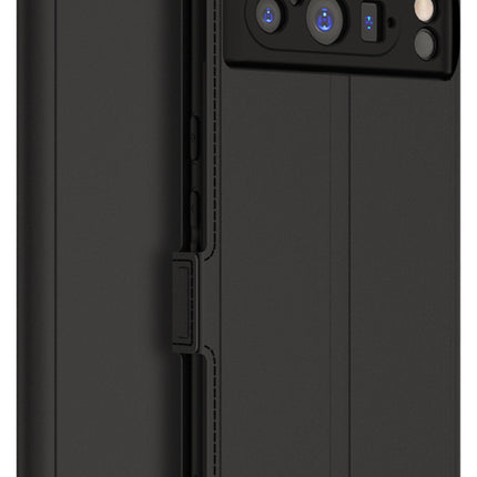 Kapa Noble Slim Magnetic Leather Flip Case Cover for Google Pixel 8 PRO | Card Holder Stand Leather Flip Wallet Case (Black)
