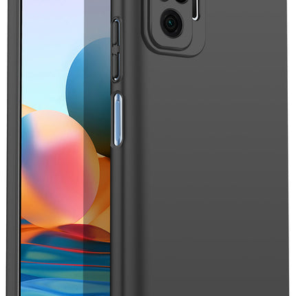 Silk Smooth Finish [Full Coverage] All Sides Protection Slim Back Cover For Xiaomi Redmi Note 10 Pro /  Note 10 Pro Max (Black) - Mobizang