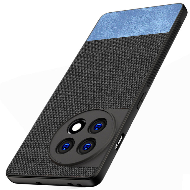 Kapa Soft Fabric & Leather Hybrid for OnePlus 11R Back Cover | Shockproof Hybrid Slim Hard Anti Slip Back Case (Black, Blue)