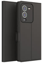 Kapa Noble Slim Magnetic Leather Flip Case Cover for Vivo V25 Pro (5G) ,Magnetic and Card Holder Stand Leather Flip Wallet Case (Black)