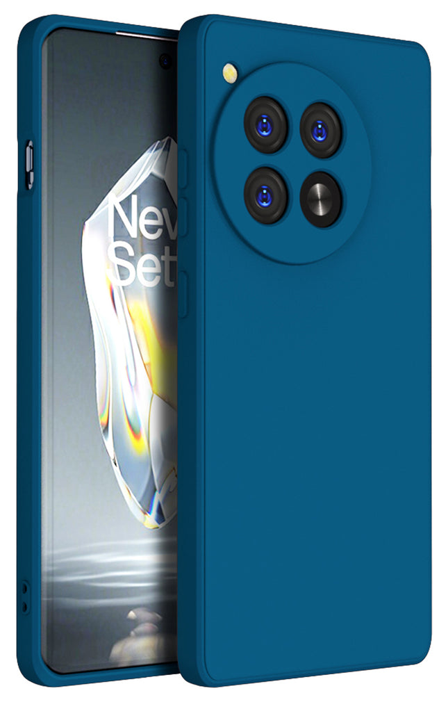 Kapa Matte Protective Lens Flexible Back Cover for Oneplus 12R | Slim Silicone with Soft Lining Shockproof Full Body Bumper Case (Blue)