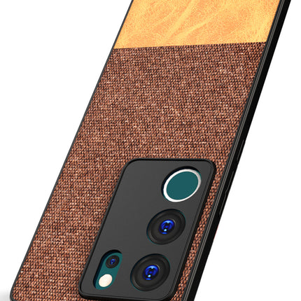 Kapa Soft Fabric & Leather Hybrid Protective Back Cover for Vivo V29 (5G) / Vivo V29 Pro (5G) | Shockproof Slim Hard Anti Slip Back Case (Brown)