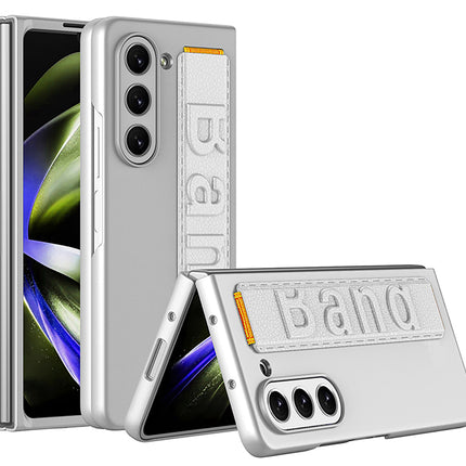 Kapa Shockproof Protective Band Back Cover for Z Fold 5 | Wrist Strap Case With Inbuilt Screen Tempered Glass , Silver
