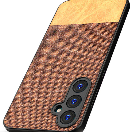 Kapa Soft Fabric & Leather Hybrid Protective Back Cover for Samsung Galaxy S23 FE | Shockproof Slim Hard Anti Slip Back Case (Brown)