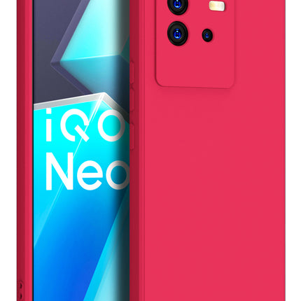 Kapa Matte Lens Protective Shockproof Flexible Back Cover for IQOO Neo 6 (5G) ,Slim Silicone with Soft Lining Shockproof Flexible Full Body Bumper Case (Red)