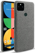 Woven Soft Fabric Case for Google Pixel 5A Back Cover, Shock Protection Slim Hard Anti Slip Back Cover (Grey)