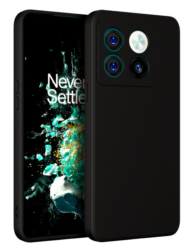 Kapa Matte Lens Protective Shockproof Flexible Back Cover for OnePlus 10T ,Slim Silicone with Soft Lining Shockproof Flexible Full Body Bumper Case (Black)