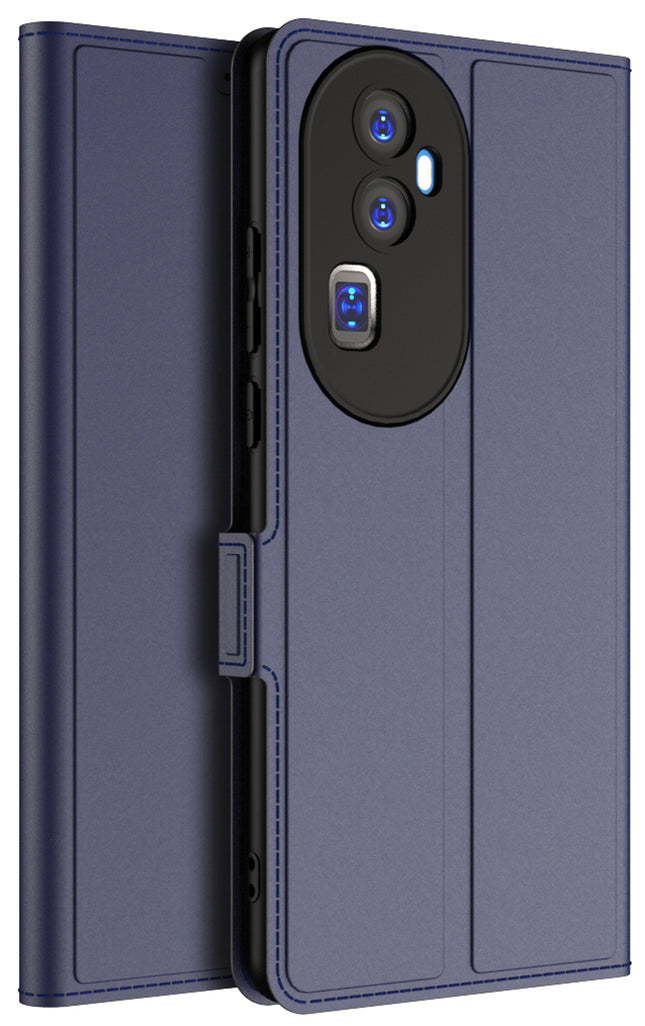 Kapa Noble Slim Magnetic Leather Flip Case Cover for Oppo Reno 10 PRO PLUS | Card Holder Stand Leather Flip Wallet Case (Blue) - Mobizang