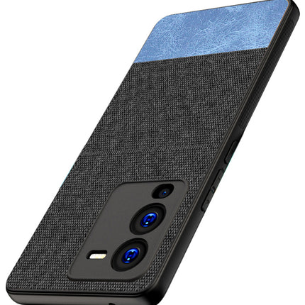 Kapa Soft Fabric & Leather Hybrid Protective Case Cover for Vivo V25 PRO (5G) (Black,Blue)