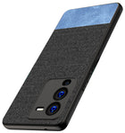 Kapa Soft Fabric & Leather Hybrid Protective Case Cover for Vivo V25 PRO (5G) (Black,Blue)