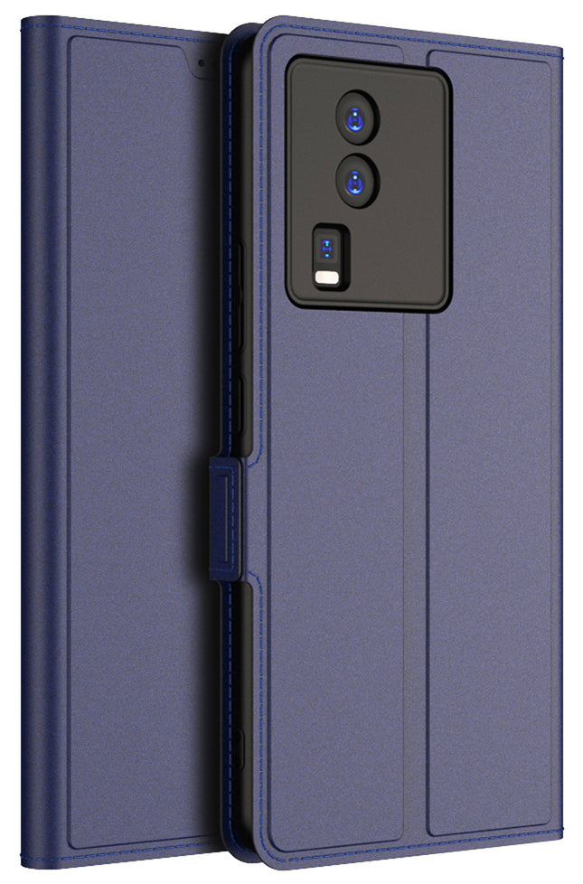 Kapa Noble Slim Magnetic Leather Flip Case Cover for Vivo IQOO Neo 7 (5G) | Card Holder Stand Leather Flip Wallet Case (Blue)