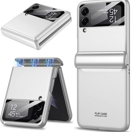 Kapa Ultra Thin Back Cover for Galaxy Z Flip3 / Z Flip 3 ,Magnetic Hinge Protection and Inbuilt Glass Window Protection (Silver) - Mobizang
