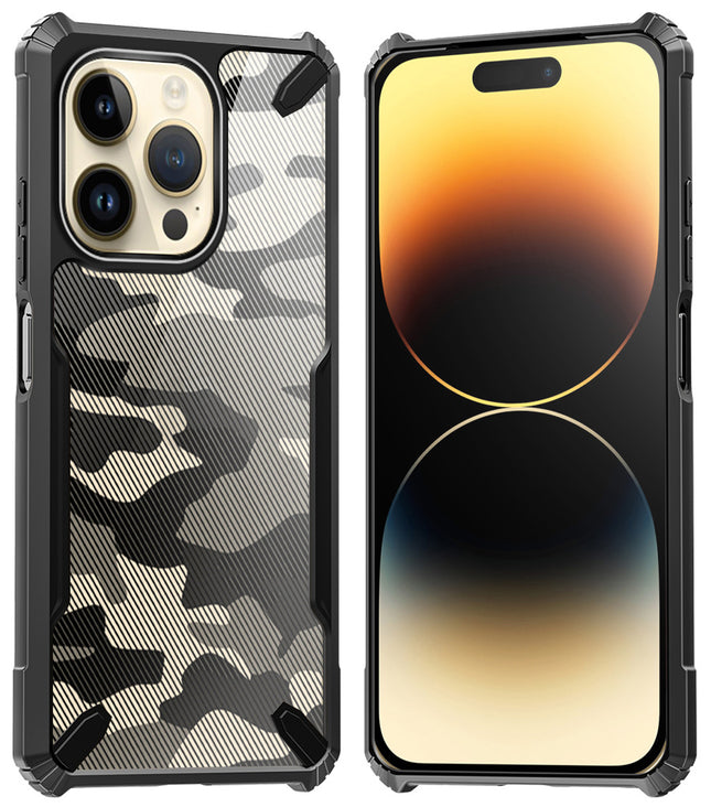 Kapa Bull Camouflage Back Cover for Apple iPhone 14 Pro , Shockproof Slim Hybrid Case (Black)