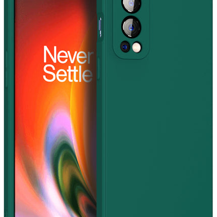 Matte Lens Protective Back Cover for OnePlus Nord 2 (5G) / One Plus Nord 2 (5G) , Slim Silicone with Soft Lining Shockproof Flexible Full Body Bumper Case , Green