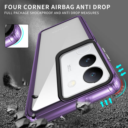 Kapa Warrior Acrylic Clear Back Cover For Vivo V29 (5G) / Vivo V29 Pro (5G) | Slim Shockproof [Military Grade Protection] Hybrid Bumper Case (Purple Sides)