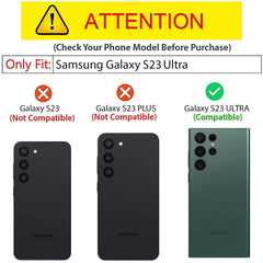 Kapa Bisen Back Cover for Samsung Galaxy S23 Ultra | Inbuilt Camera Slider Ring Stand and Card Pocket Shockproof Slim Bumper Back Case (Black) - Mobizang