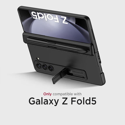 Kapa Magnetic Hinge Case for Samsung Galaxy Z Fold 5 | Inbuilt S-Pen Holder Stand Hybrid Back Cover (Black) - Mobizang