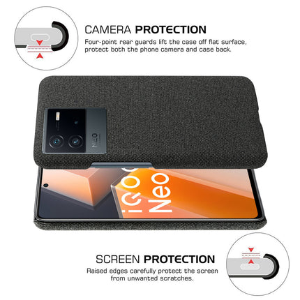 Kapa Woven Soft Fabric Case for Vivo IQOO Neo 6 (5G) Back Cover,  Shock Protection Slim Hard Anti Slip Back Cover (Black)