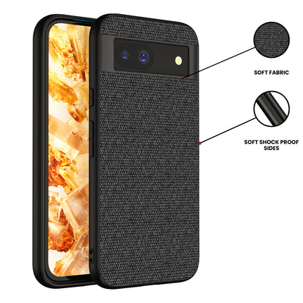 Kapa Soft Full Fabric Protective Back Case Cover for Google Pixel 8A | Shockproof Slim Hard Anti Slip Back Case (Black)